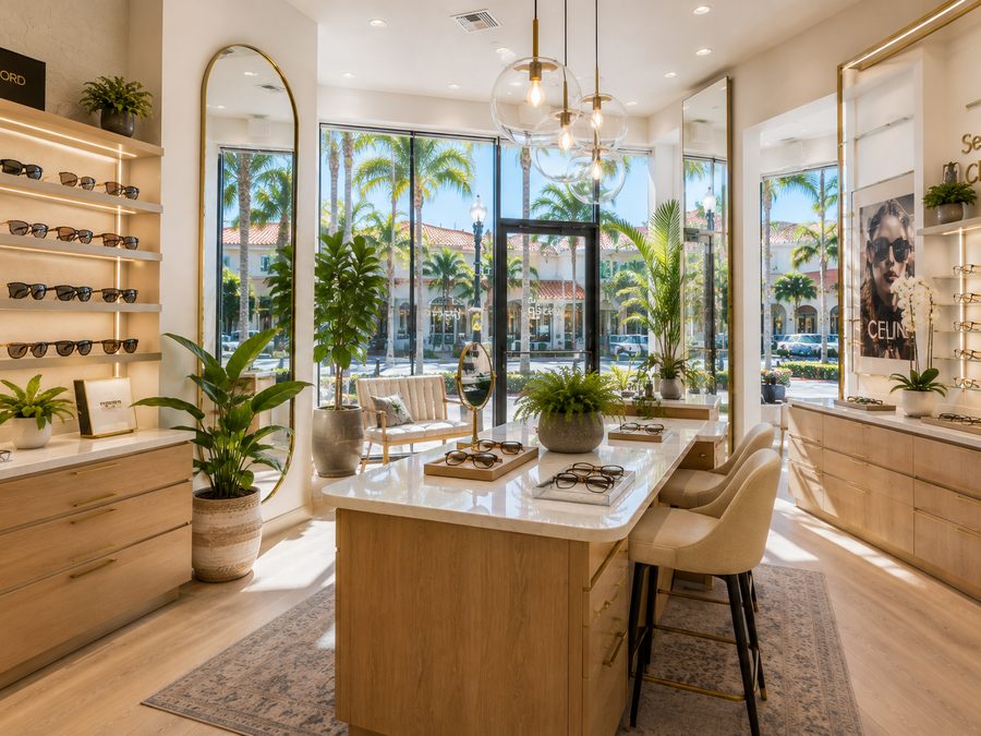 Interior of a coastal optical boutique